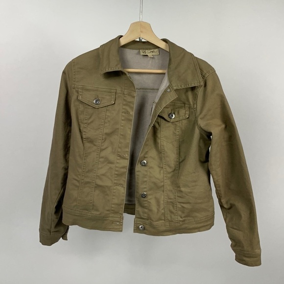 DG2 Diane Gilman Taupe Denim Stretch Jacket Small S - Picture 2 of 7